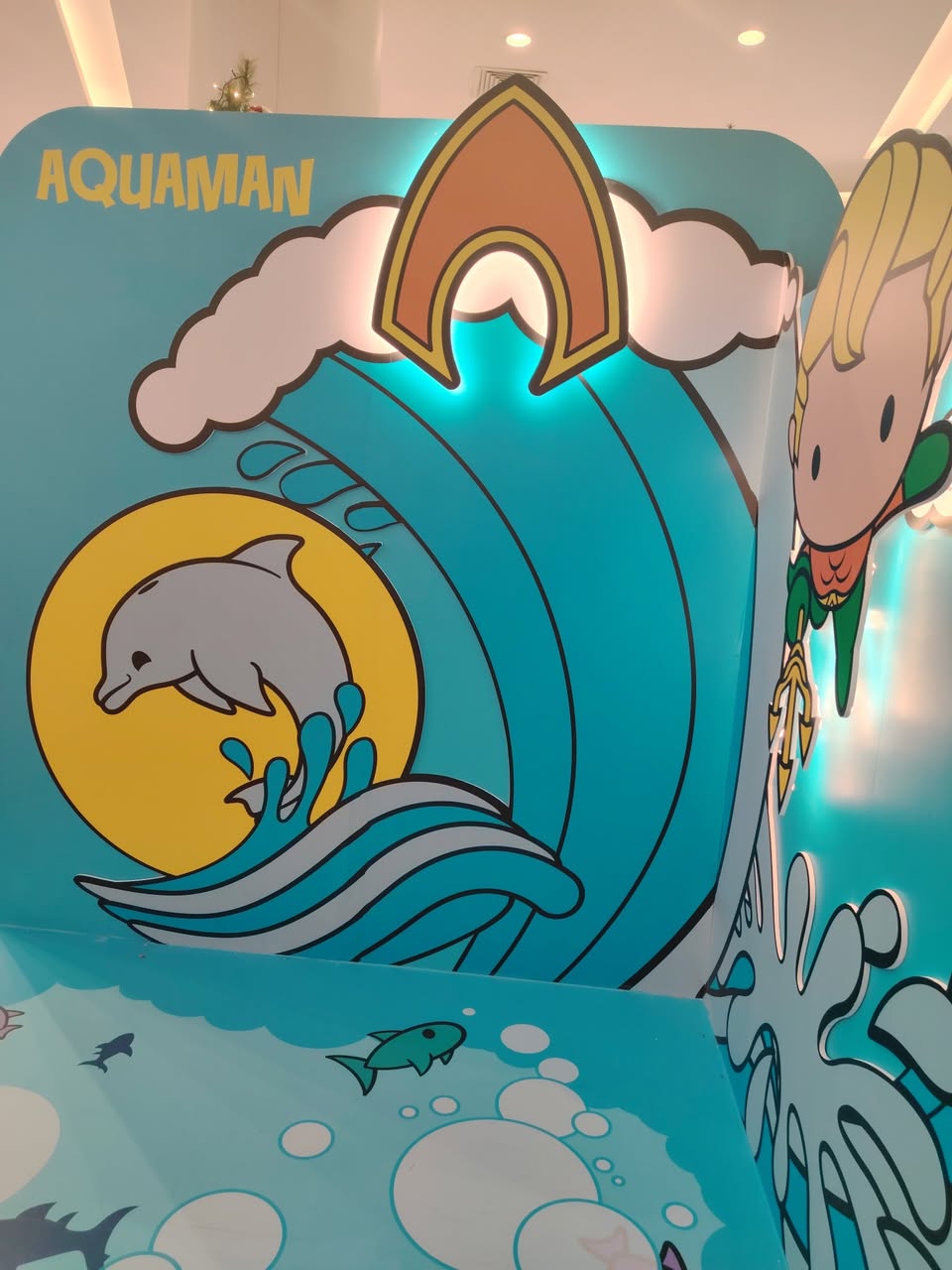 Festive display featuring DC Chibi Heroes at AEON MALL