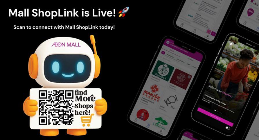 Mall ShopLink promotional poster featuring a QR code