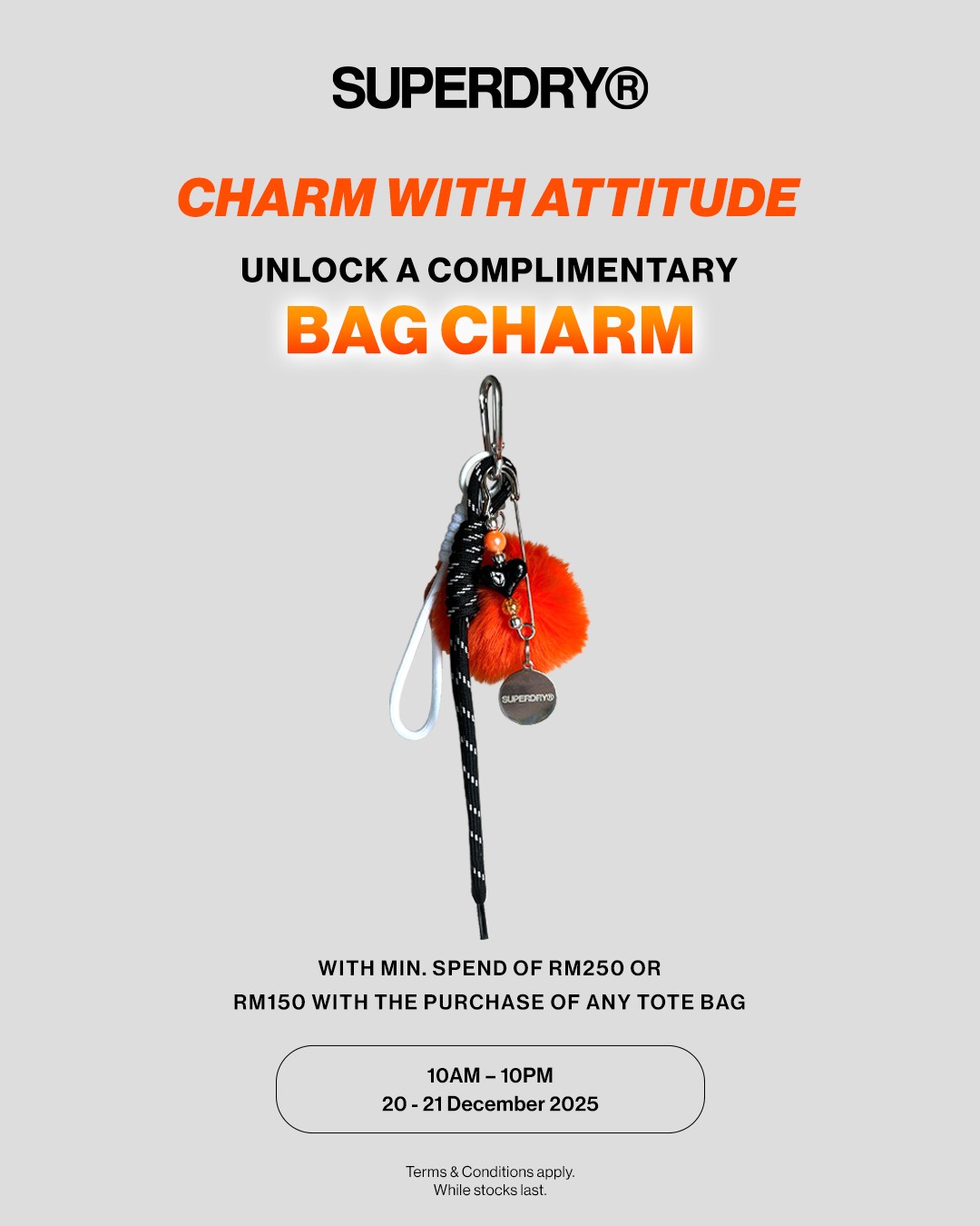 Complimentary Superdry bag charm with purchase