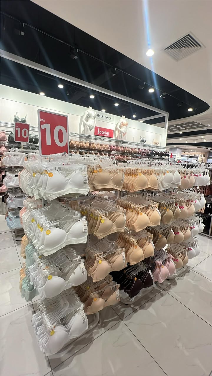 Stylish ladies' innerwear items on display for clearance.