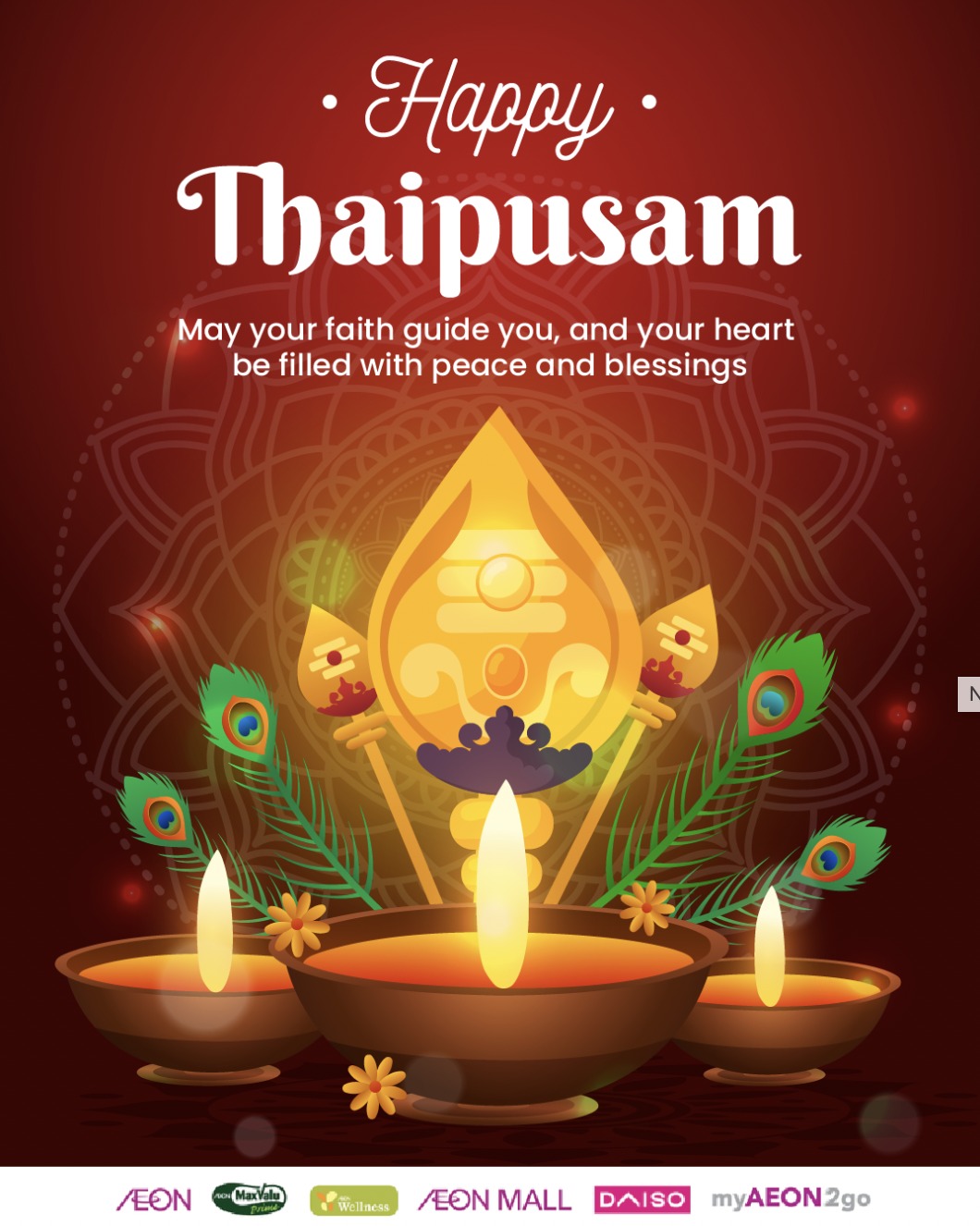 A vibrant celebration of Thaipusam featuring cultural symbols of devotion and light.