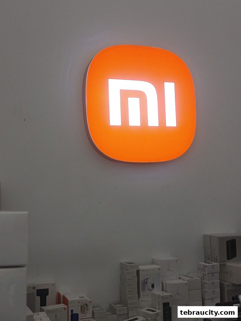 The Xiaomi store logo is displayed prominently above a collection of product boxes.