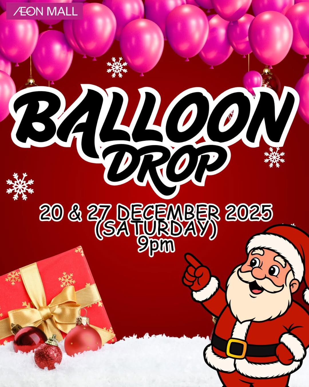 Promotional image for the AEON MALL Tebrau City balloon drop event