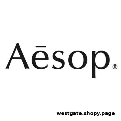 The official black and white logo for Aesop, a renowned skincare and fragrance brand.