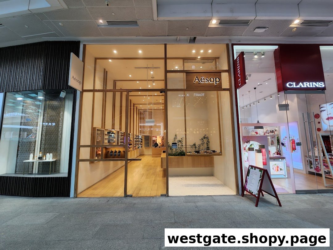 Modern Aesop shopfront showcasing its elegant interior and product displays.