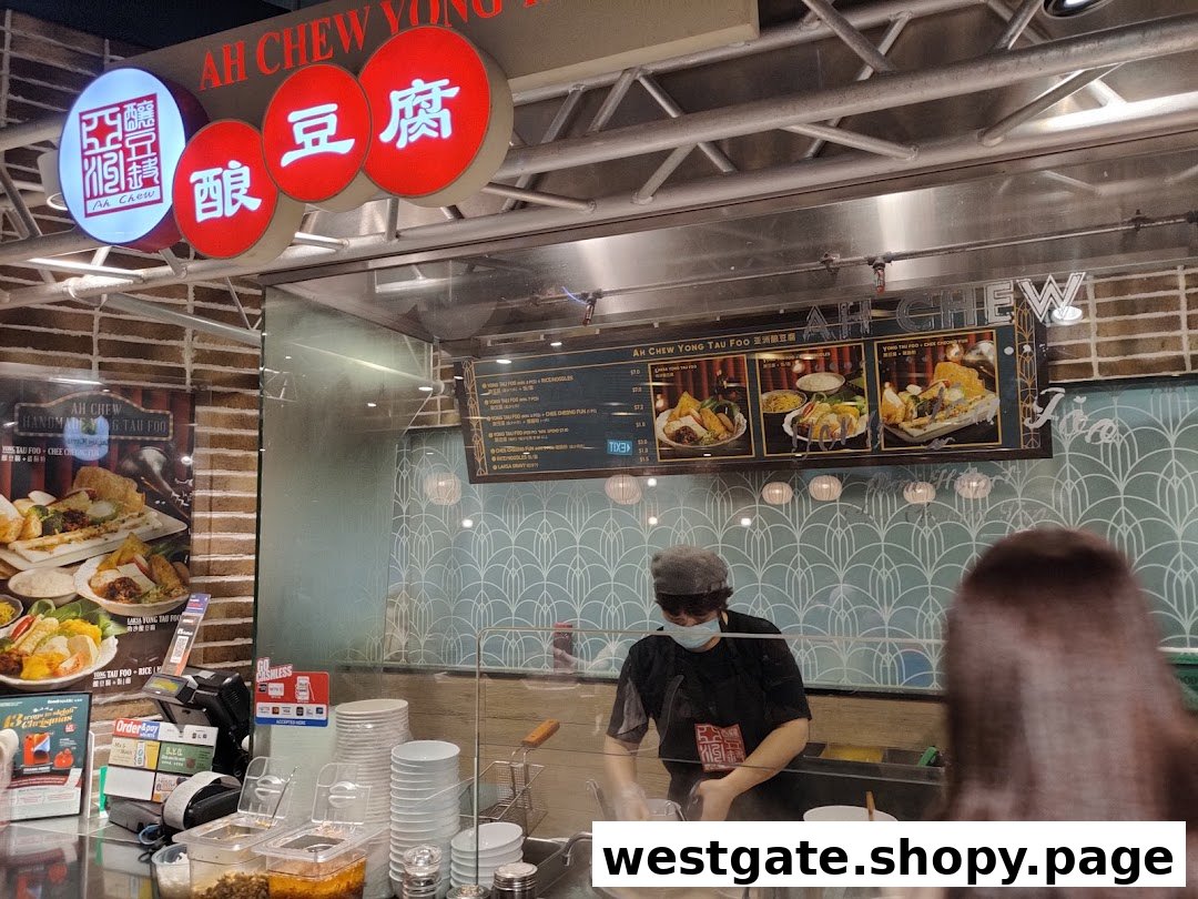 A staff member prepares fresh Yong Tau Foo at the counter of Ah Chew Yong Tau Foo.