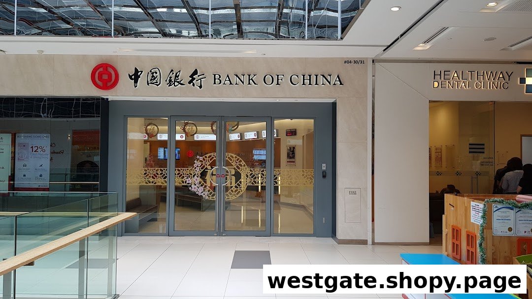The exterior of Bank of China Jurong East Sub-Branch, featuring its prominent logo and entrance.