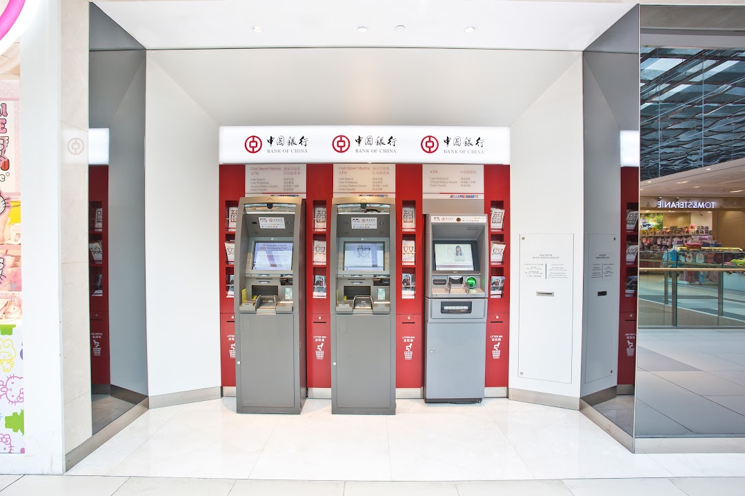 Three Bank of China ATMs and cash deposit machines are available for convenient banking services.