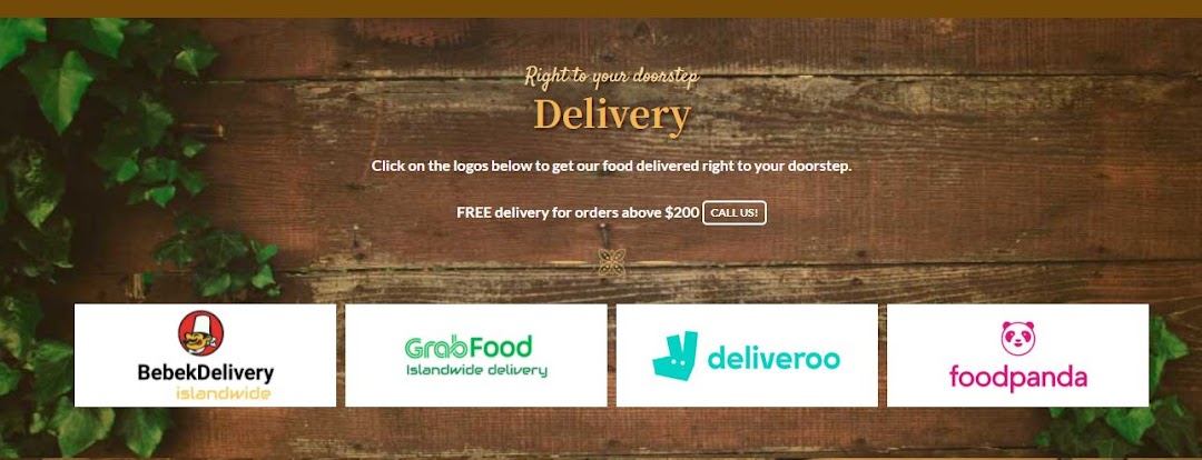 Image displaying various food delivery service options for Bebek Goreng Pak Ndut.