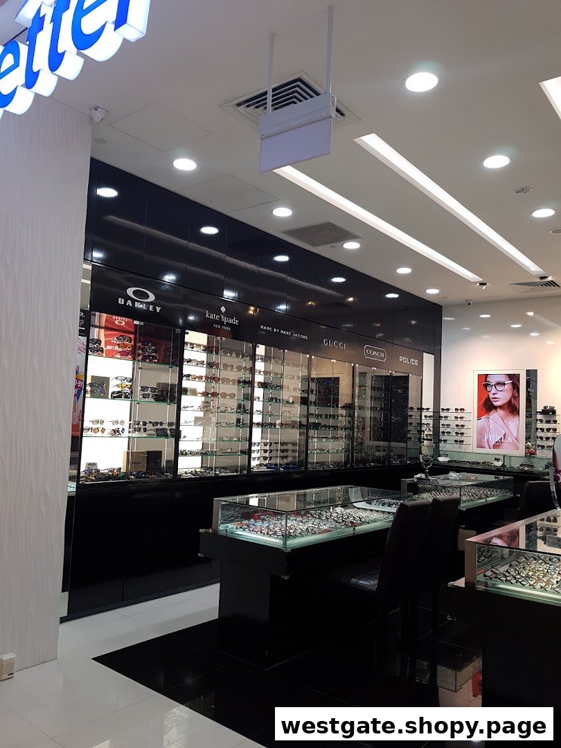 Interior view of Better Vision optical shop, showcasing extensive displays of designer eyewear and sunglasses.