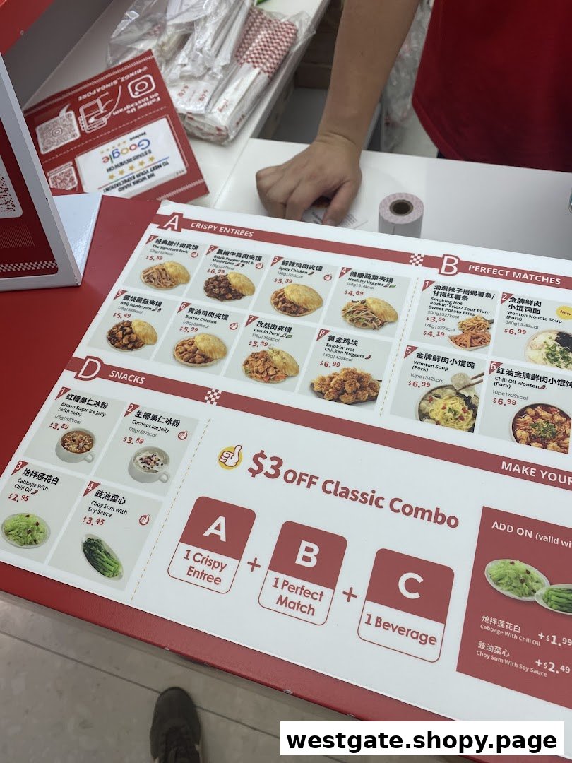 A detailed menu board displaying various crispy entrees, perfect matches, snacks, and combo deals.