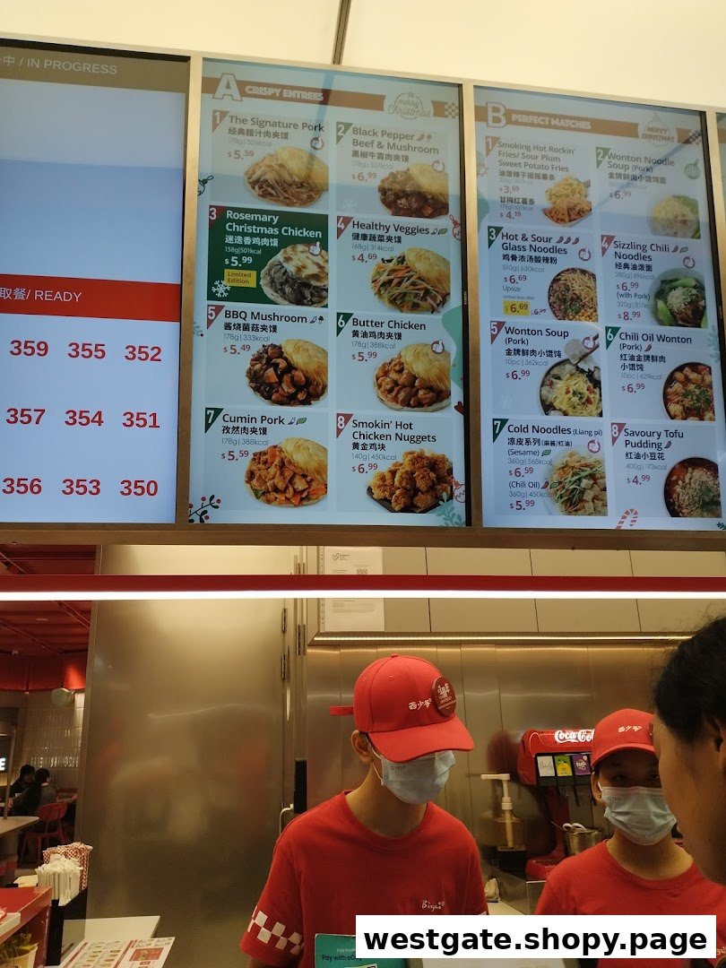 A clear view of Bingz Singapore's menu board featuring crispy entrees and perfect matches, with staff at the counter.