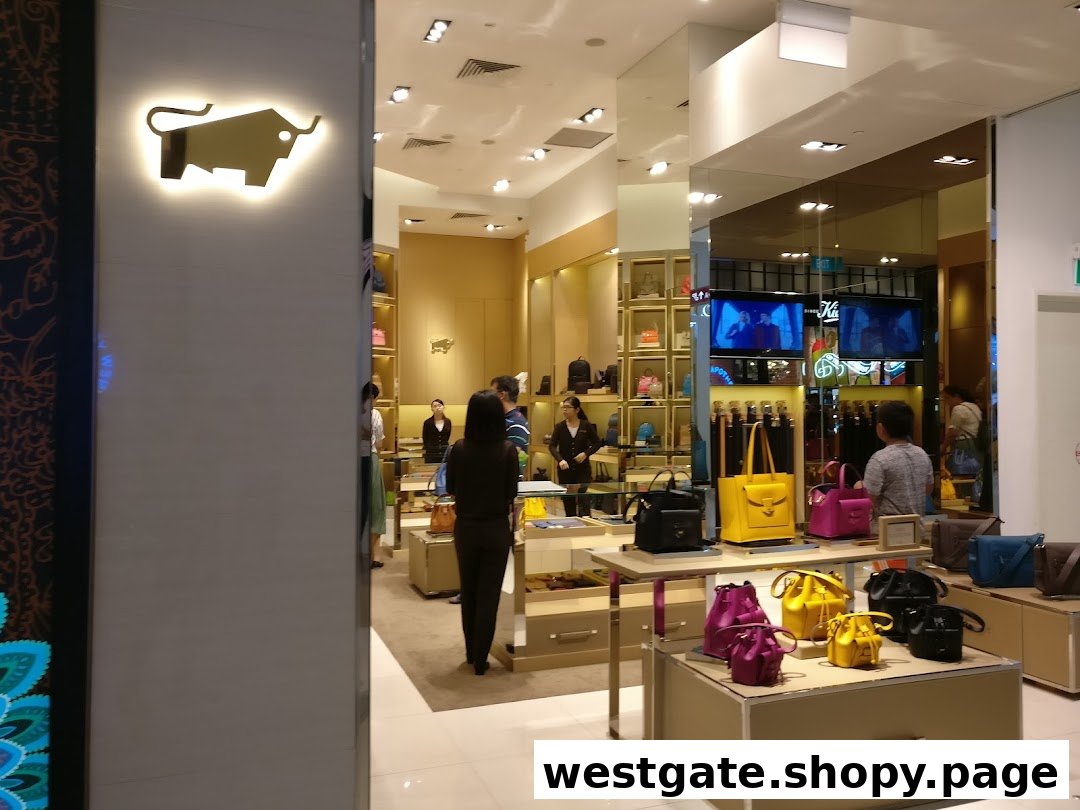 Interior view of Braun Büffel store showcasing colorful leather handbags and accessories with customers browsing.