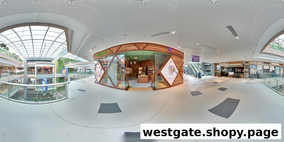 The distinctive wooden and glass facade of Browhaus Westgate, located on an upper level of a modern shopping mall.