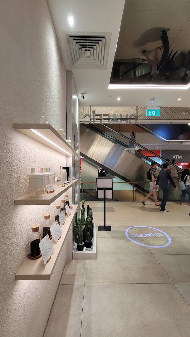 An interior view of Chaffic, showcasing stylish product displays and a modern mall setting.