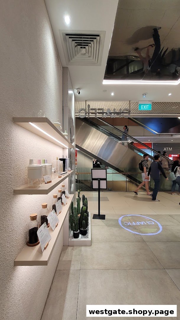 An interior view of Chaffic, showcasing stylish product displays and a modern mall setting.