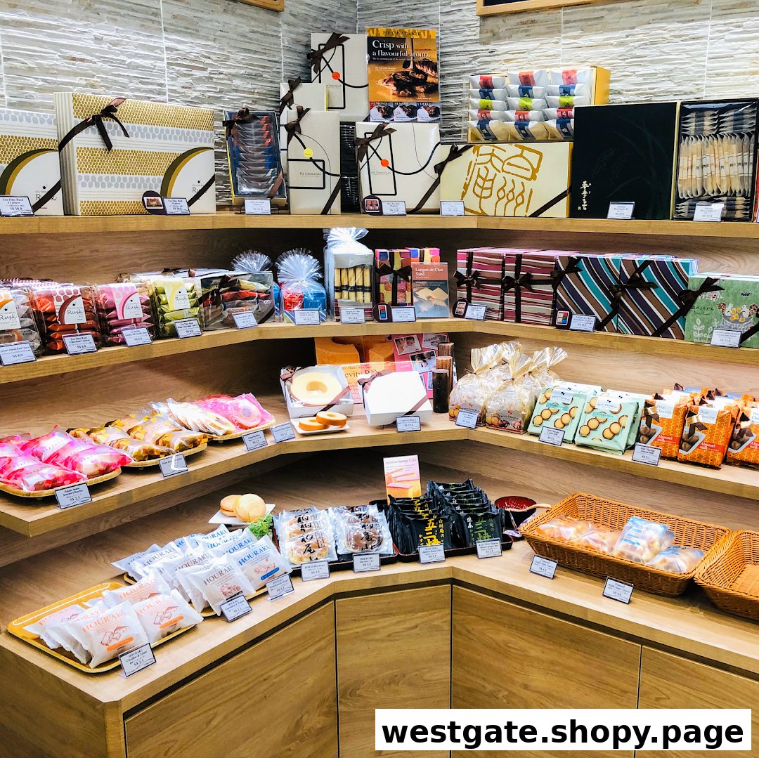 A vibrant display of beautifully packaged Japanese confectionery, pastries, and gift sets at Châteraisé.
