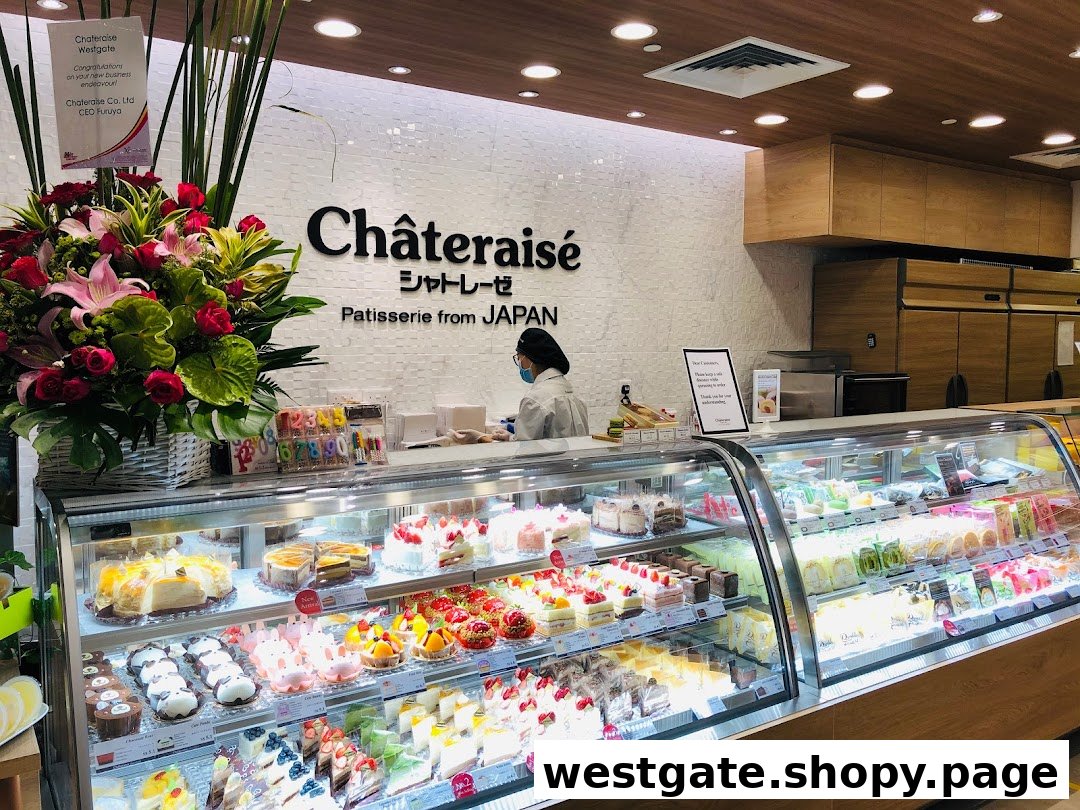 A vibrant display of Japanese pastries and cakes inside Châteraisé, showcasing a wide variety of sweet treats.
