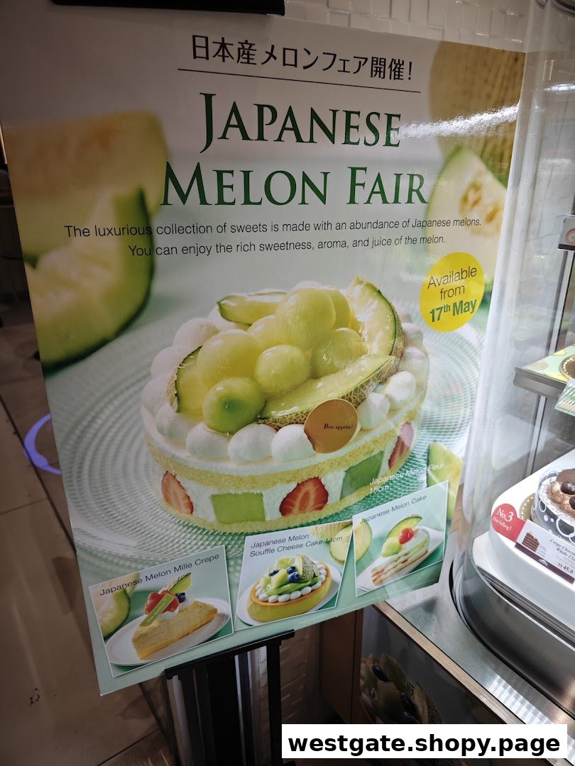 A vibrant promotional poster for Châteraisé's Japanese Melon Fair, showcasing various melon-themed desserts.