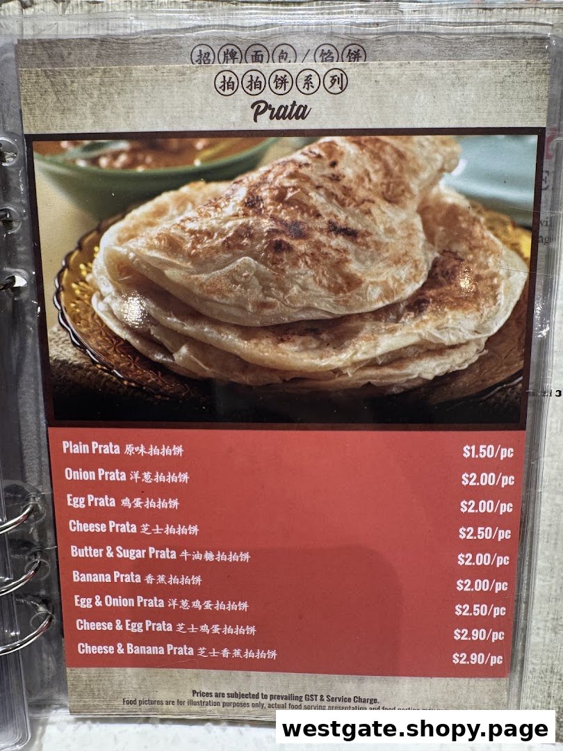 A menu page from Curry Times featuring various Prata options with prices.
