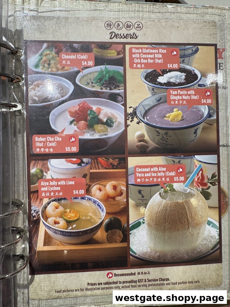A menu page from Curry Times showcasing a variety of traditional Asian desserts.