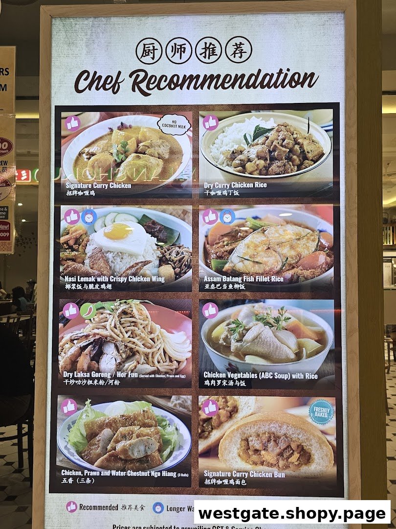 A brightly lit menu board showcasing Curry Times' Chef Recommendations with appealing food photos.