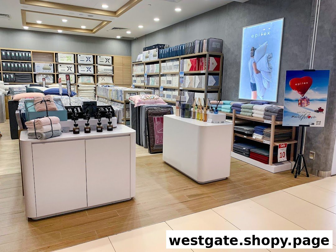 Interior view of Epitex store showcasing a wide range of bedding, towels, and home essentials.