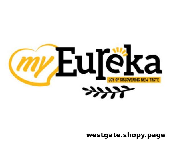 The official logo for Eureka Popcorn, featuring 'my Eureka' with a heart and the tagline 'JOY OF DISCOVERING NEW TASTE'.