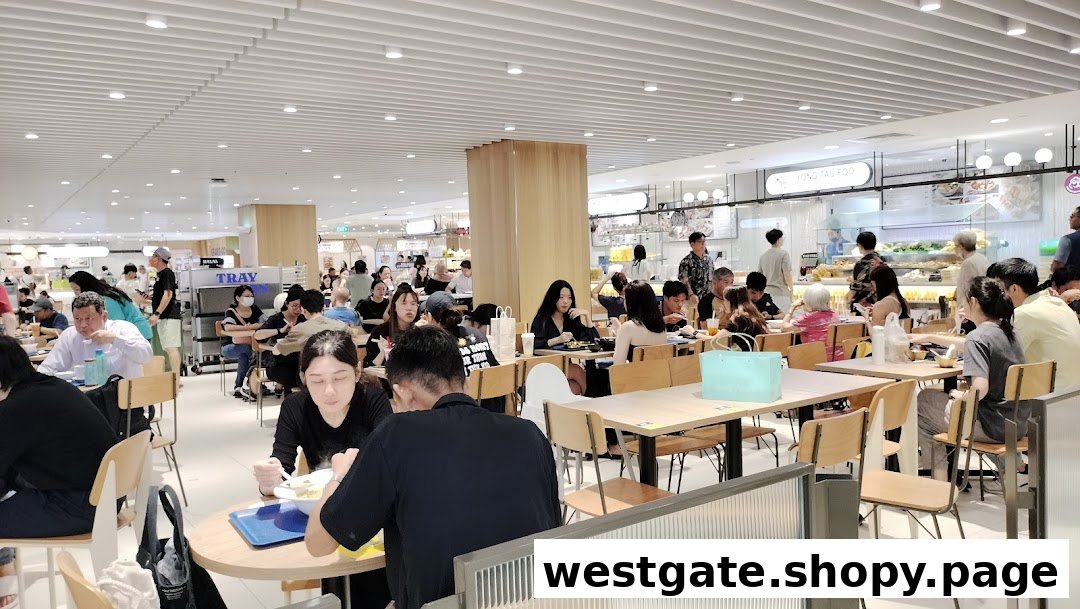 A bustling food court scene at Food Junction, filled with diners enjoying various meals.