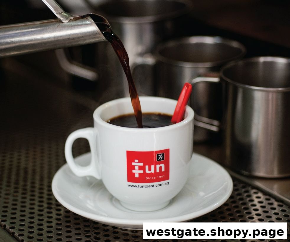 Freshly brewed coffee being poured into a Fun Toast cup, showcasing the brand's beverage.