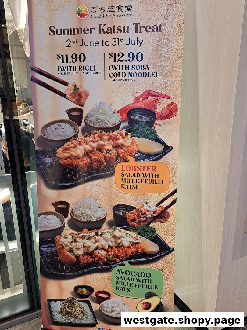 A promotional banner showcasing Gochi-So Shokudo's Summer Katsu Treat with lobster and avocado katsu options.