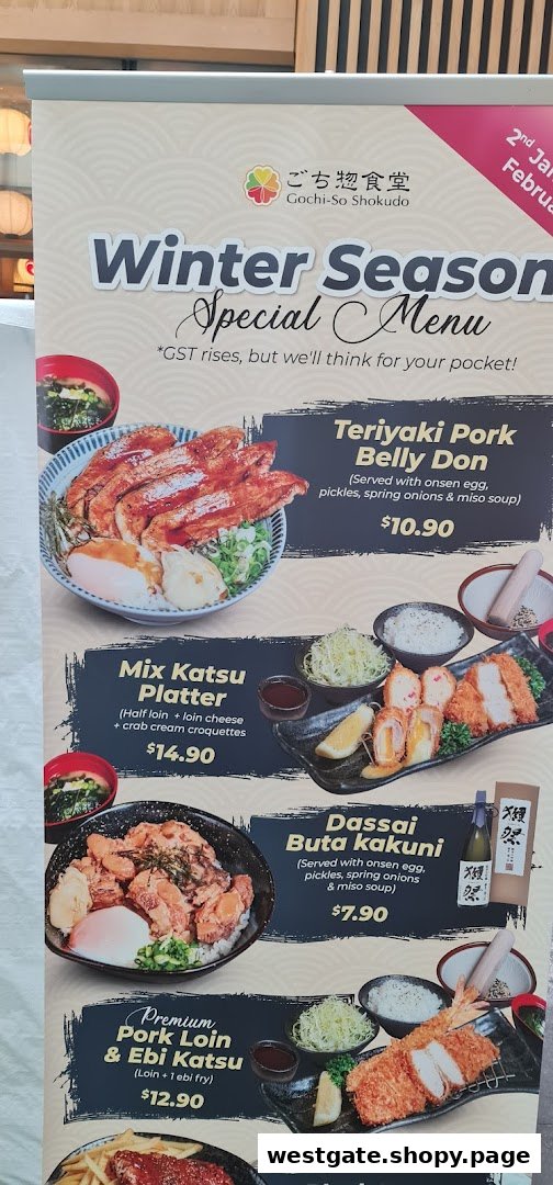 A promotional menu board for Gochi-So Shokudo's Winter Season Special Menu.