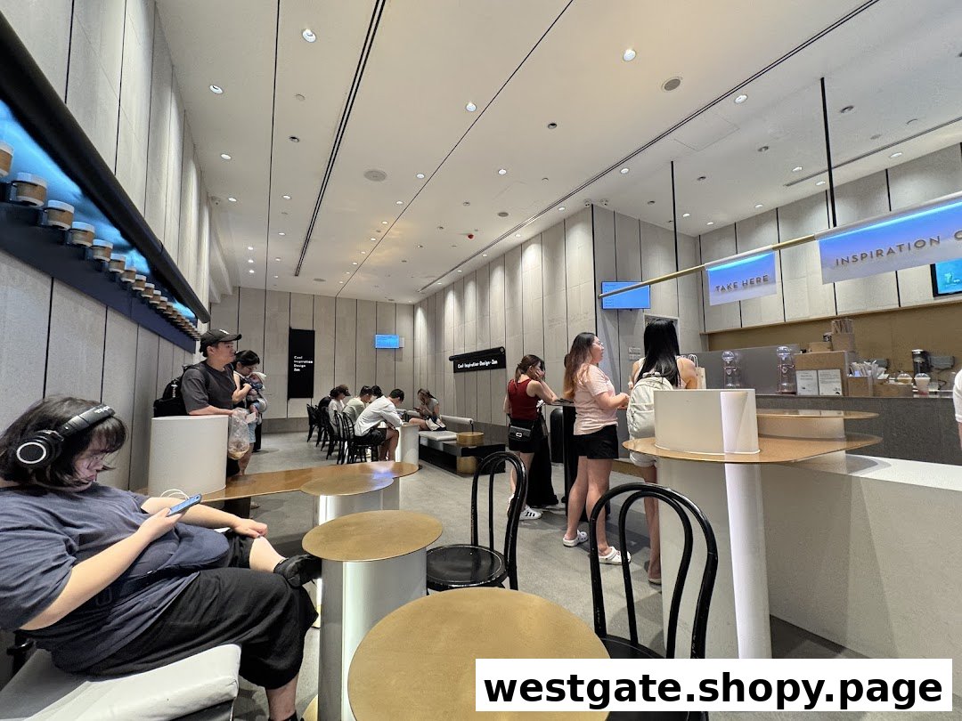 Customers enjoying the modern interior and beverages at HEYTEA Westgate.