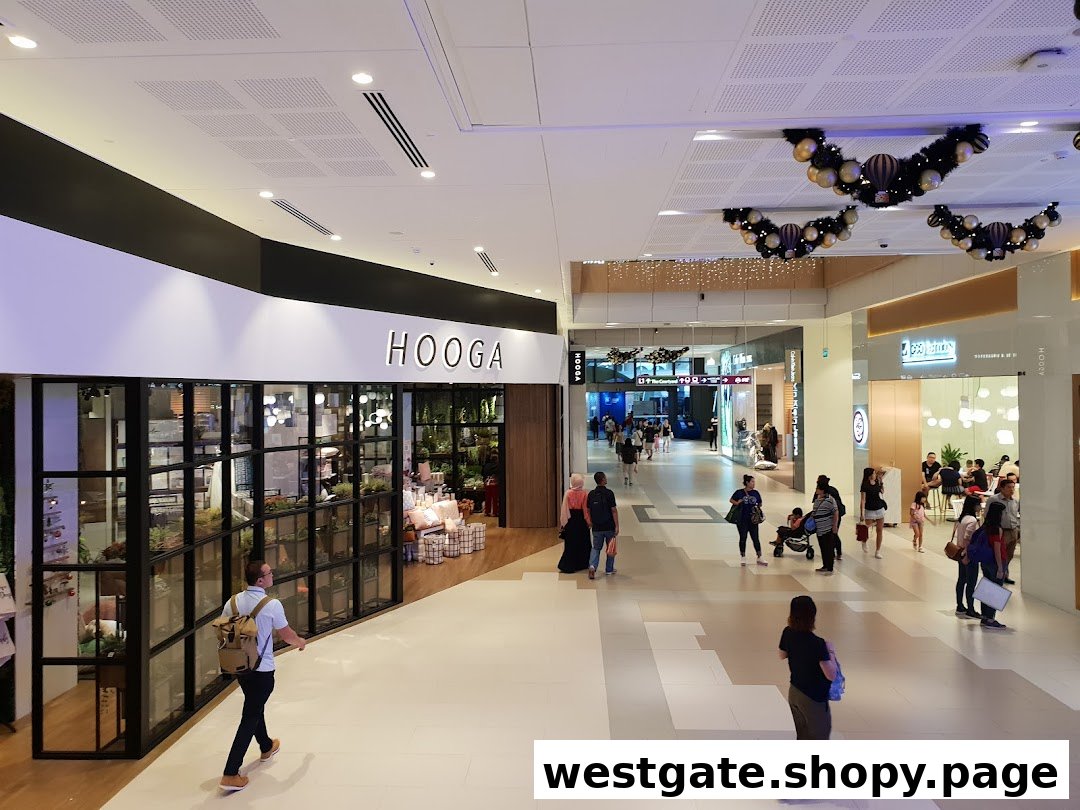 The HOOGA Westgate shop front with large windows showcasing home decor and lifestyle products in a mall.