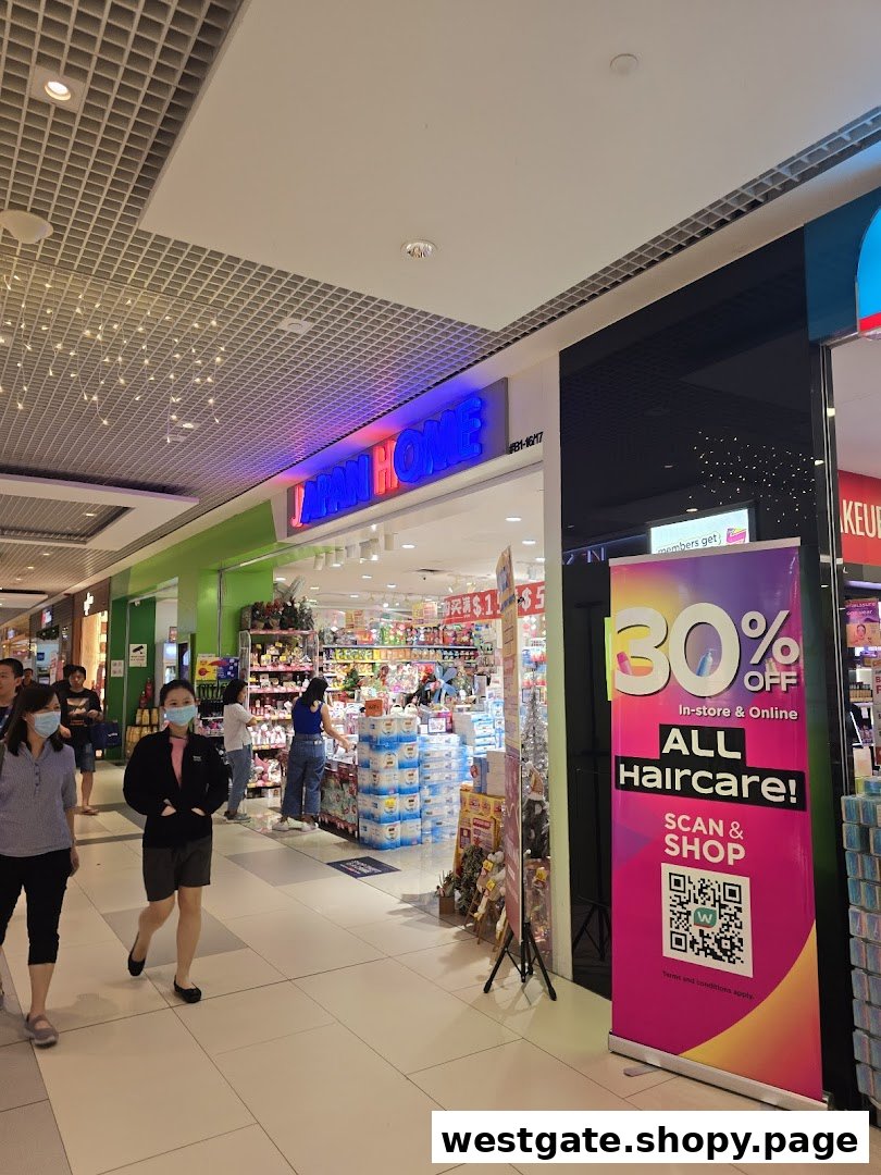 The vibrant storefront of Japan Home, showcasing its wide array of household products and current promotions.