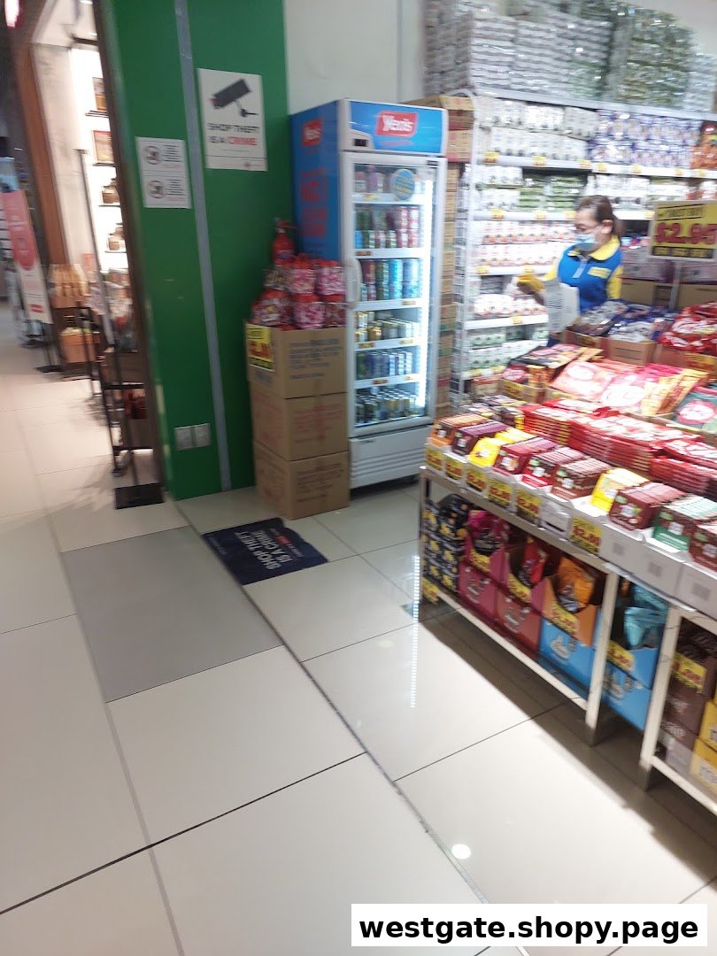 Interior view of Japan Home, showcasing various household products, a beverage cooler, and a staff member.