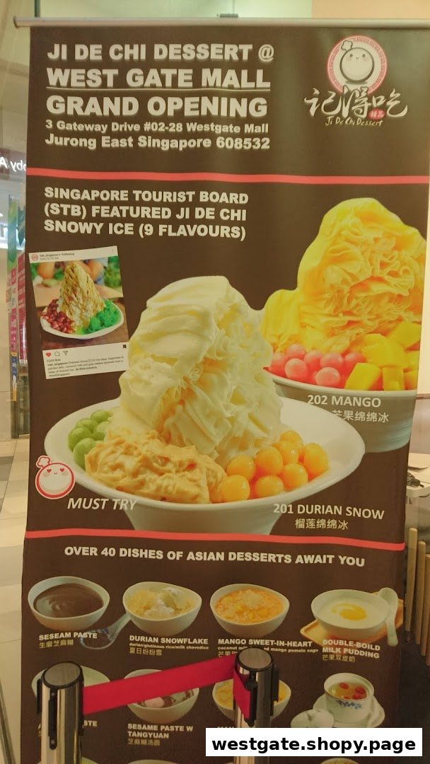 A promotional banner for Ji De Chi Dessert showcasing various Asian desserts, including snowy ice and pastes.