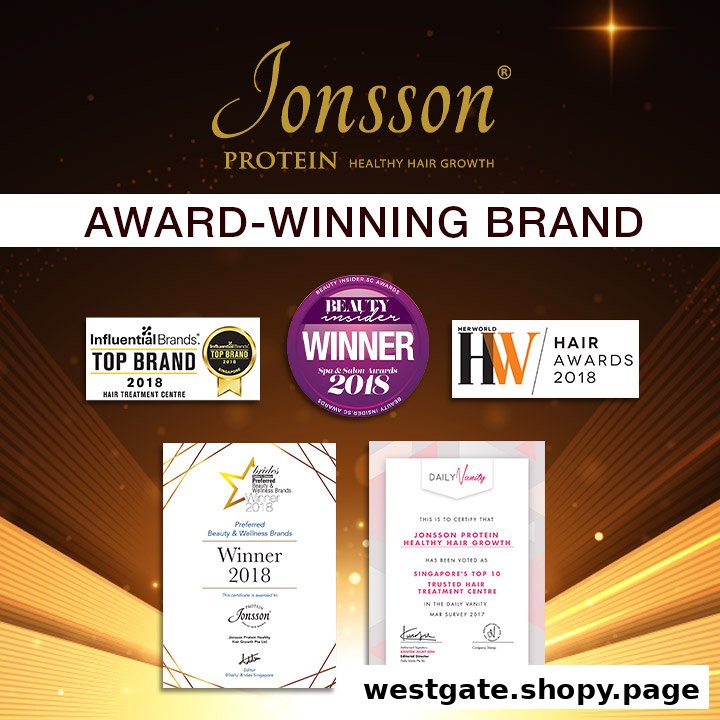 Image showcasing Jonsson Protein's numerous awards and recognition for healthy hair growth treatments.