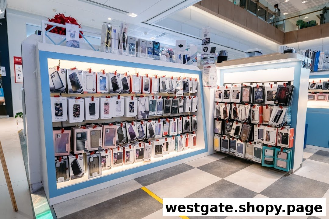 An interior view of K.Lab, showcasing a wide array of phone cases and mobile accessories on display shelves.