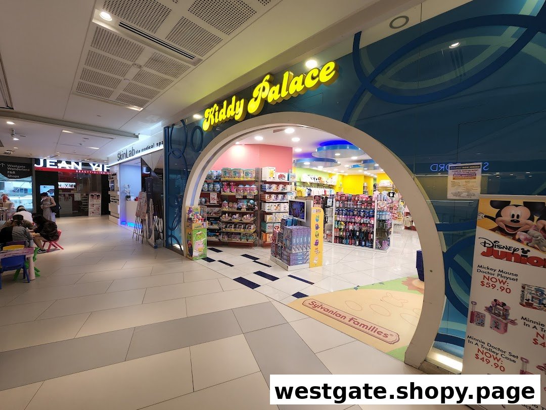 Exterior view of Kiddy Palace, a vibrant toy and children's products store.