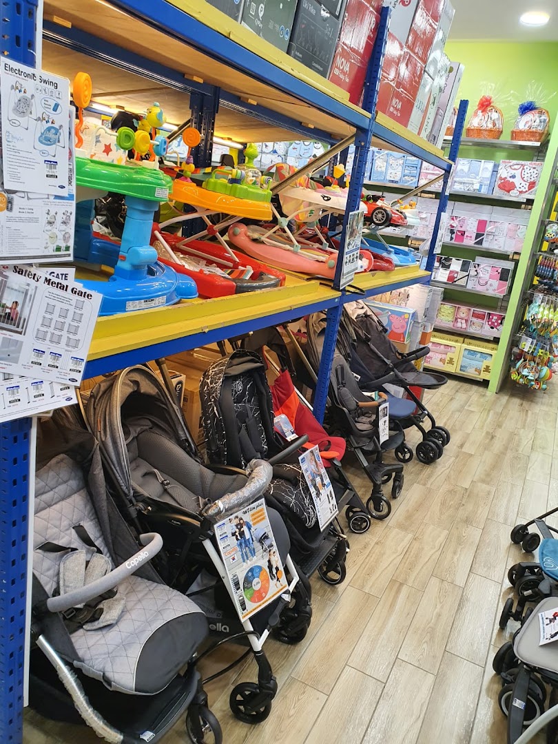 An interior shot of Kiddy Palace showcasing baby strollers, walkers, and other infant essentials.