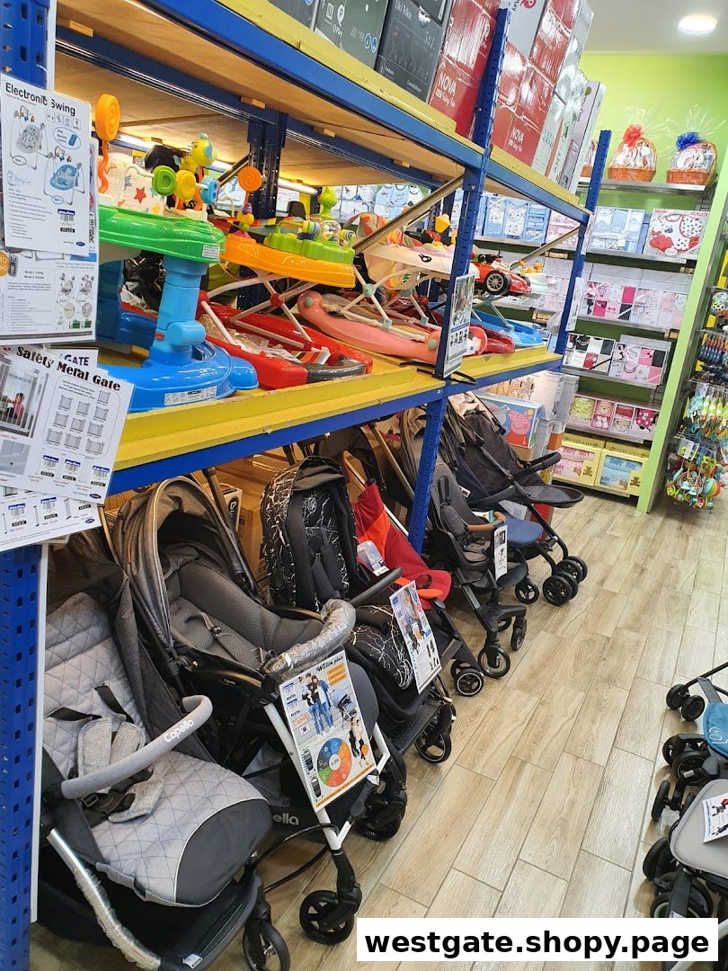 An interior shot of Kiddy Palace showcasing baby strollers, walkers, and other infant essentials.