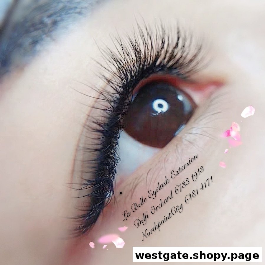 A close-up view of an eye showcasing beautifully applied, voluminous eyelash extensions.