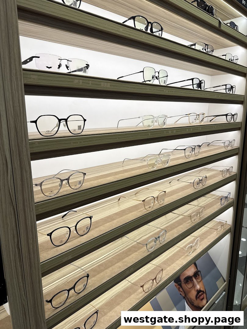 A well-lit display wall showcasing a wide variety of stylish eyeglasses and frames at Lenskart.