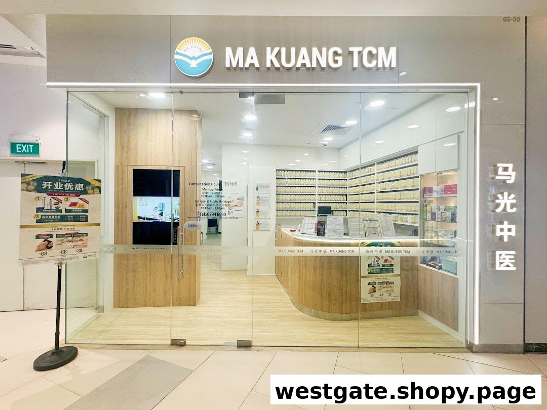 The bright, modern storefront of Ma Kuang TCM Clinic, featuring its entrance and visible interior.