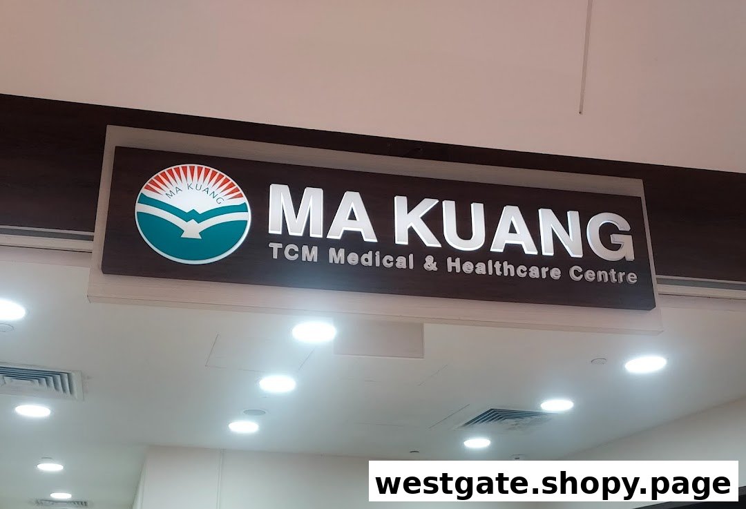 A clear view of the Ma Kuang TCM Medical & Healthcare Centre shop sign.