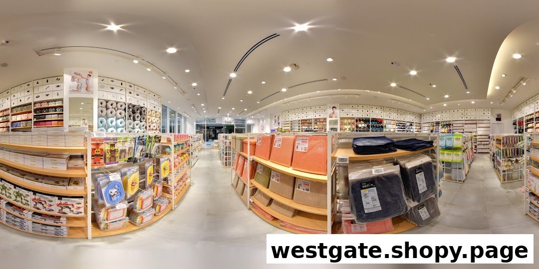 A wide-angle interior view of MINISO Westgate, showcasing brightly lit aisles filled with diverse lifestyle products and organized displays.