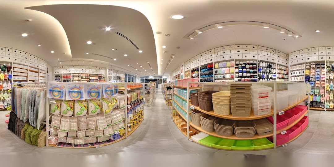 A wide-angle view of MINISO Westgate's brightly lit interior, showcasing diverse lifestyle products and organized displays.