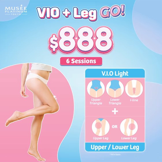 Promotional image for Musee Platinum Tokyo's VIO and leg hair removal package for $888.