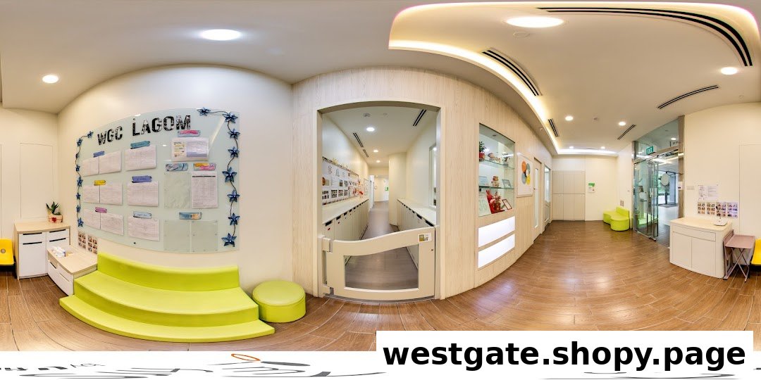 Bright, clean interior of My First Skool childcare center, featuring a reception area, hallway, and child-friendly elements.